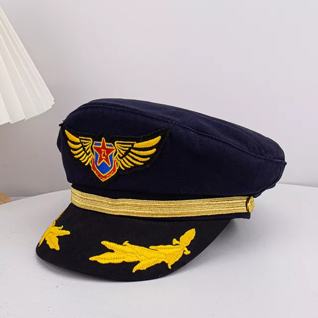 Unisex Captain Adjustable Hat New Top Cosplay Cap Decoration Headwear Applique 3