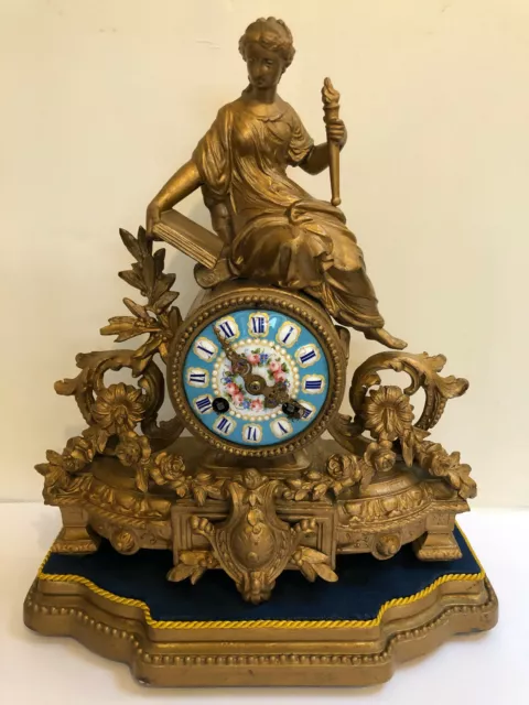 Stunning Antique PH Mourey Ormolu Mantel Clock, Japy Freres Movement - Serviced