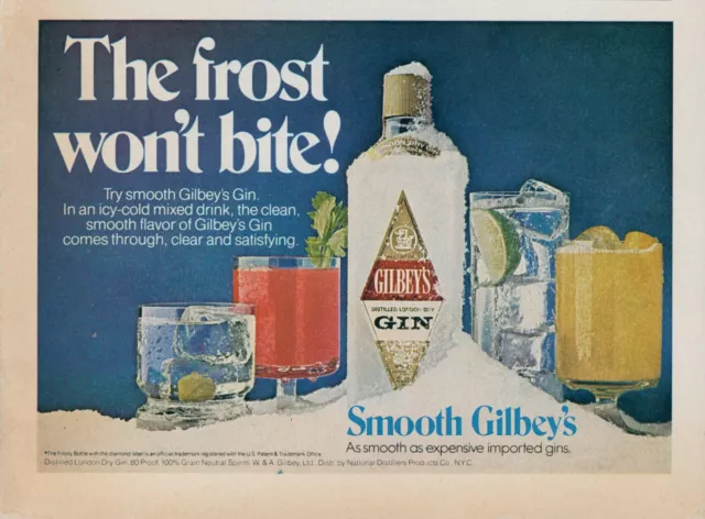 1978 Gilbeys Gin Frost Won't Bite Tomato Lime Glasses Vintage Print Ad SI1