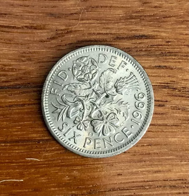 1966 UK Sixpence Average Circulated Condition & Highly Collectible!