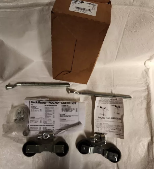 Stanley National Hardware N193-714 Pack of 2  5302 Rollers Round Rail Hangers 9”
