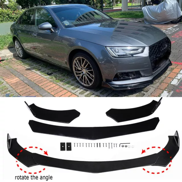 Front Bumper Lip Spoiler Lower Splitters Glossy Black For AUDI A3 A4 A5 A6 A7 S4