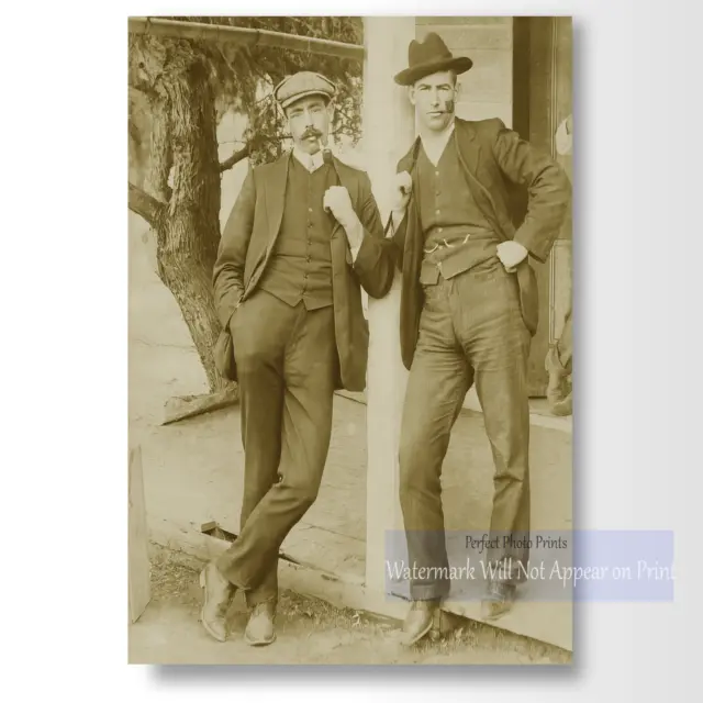 Old picture - Two Cool Dudes Smoking Pipes - Men Smoking, Vintage Photo Print