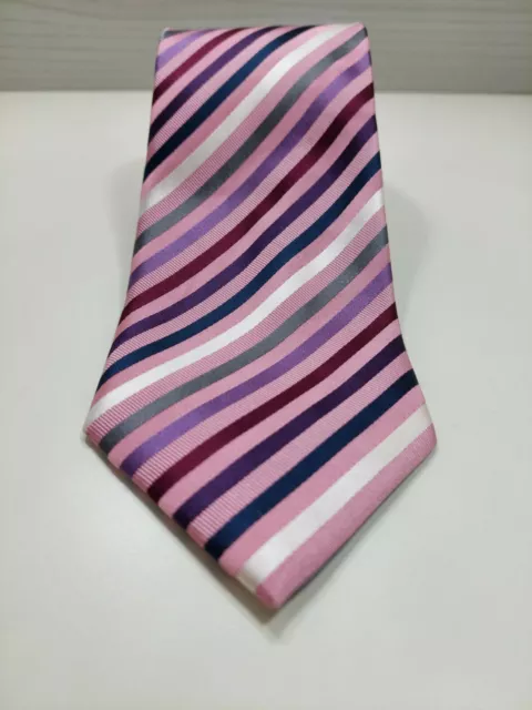 Cravatta Made In Italy Cucita A Mano Nuova 100% Seta Tie Silk Regimental Uomo
