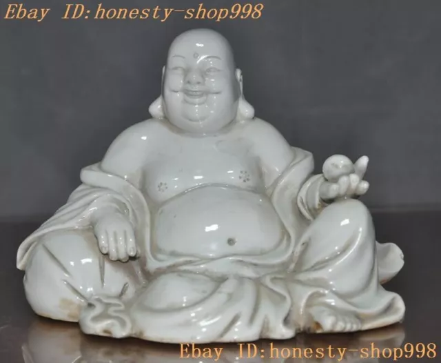 6.4'' Old Chinese Dehua White porcelain temple wealth Maitreya Buddha statue