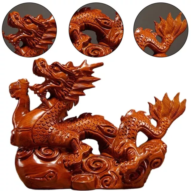 CHINESE DRAGON STATUE 2024 Chinese Zodiac Wood Dragon Figurine Mini
