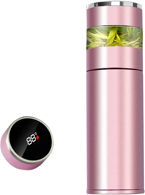 Tea Infuser Bottle - Coffee Thermos - Smart Sports Water Bottle with LED Tempera