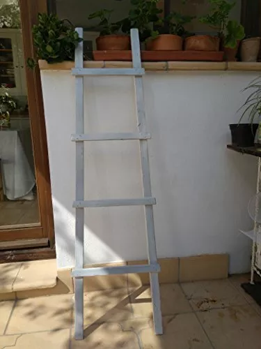 Tradineur - Toallero de pie de bambú, escalera decorativa con 5