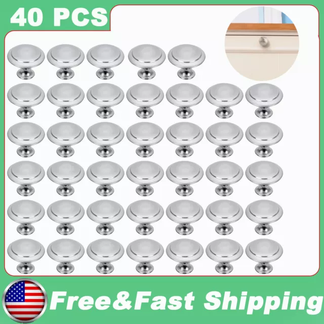 40 X Stainless Steel Door Knobs Cabinet Handles Cupboard Drawer Kitchen Pulls