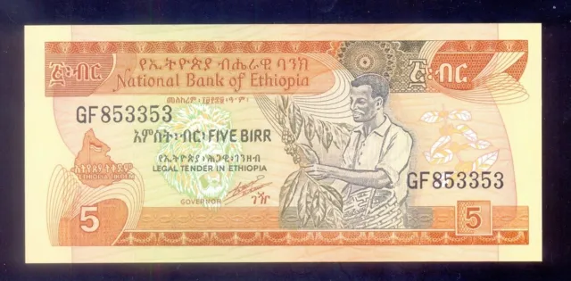 Ethiopia 5 Birr  ND(1991)  P42b   UNC