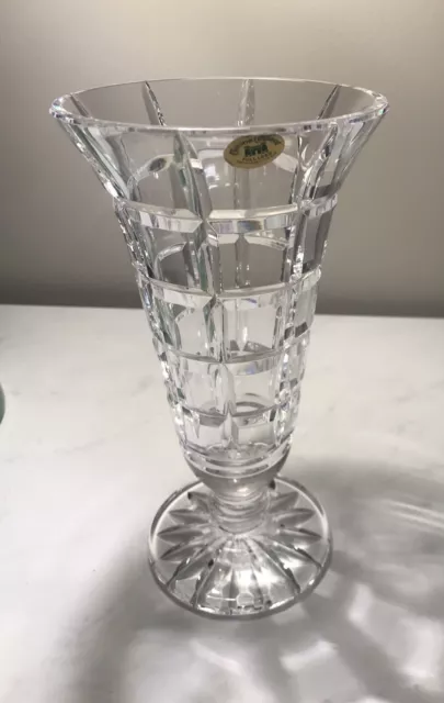 Vintage TYRONE Lead Crystal 8” Vase Ireland with Sticker A+