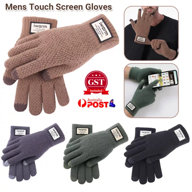 AU Mens Winter Warm Windproof Fleece Lined Thermal Touch Screen Gloves Outdoors