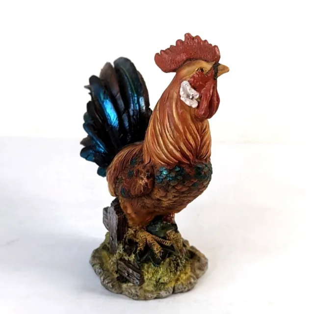 Vintage Resin Hand Painted Rooster Figurine Highly Detailed Farmhouse Style 6.5" 6