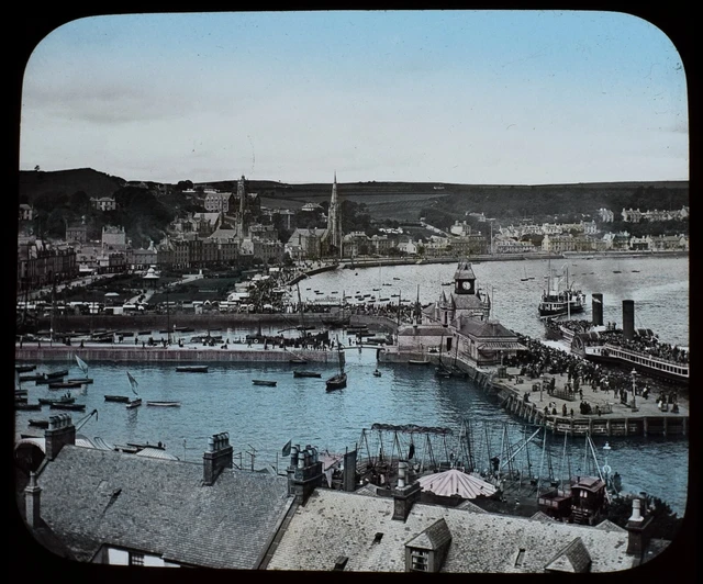 ROTHESAY HARBOUR C1890 GWW FOTO Magic Lantern Rutsche INSEL BUTE SCHOTTLAND