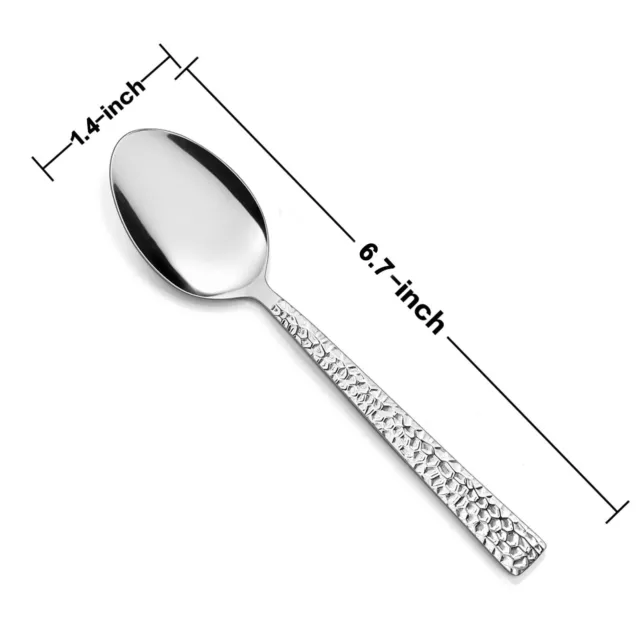 Teaspoon Set of 6, E-far 6.7 Inch Stainless Steel Hammered Spoons for Kitchen... 2
