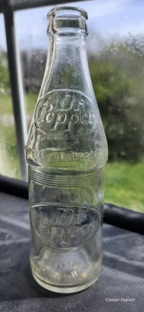 RARE!! 1970s 10 OZ  DR PEPPER  GLASS EMBOSSED SODA BOTTLE