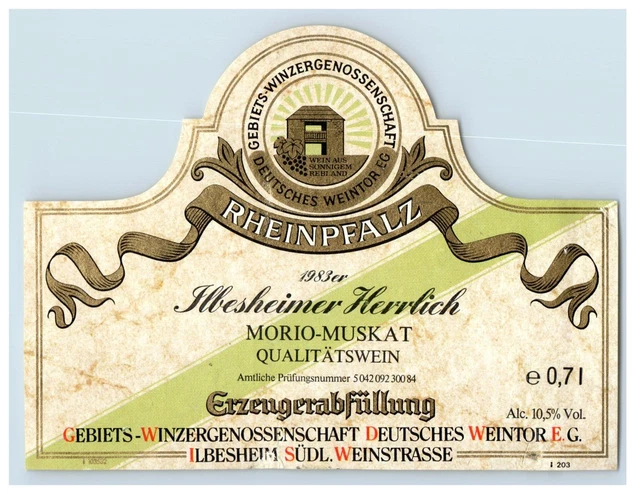 1970's-80's Rheinpfalz Albsheimer Kerrlich German Wine Label Original S43E