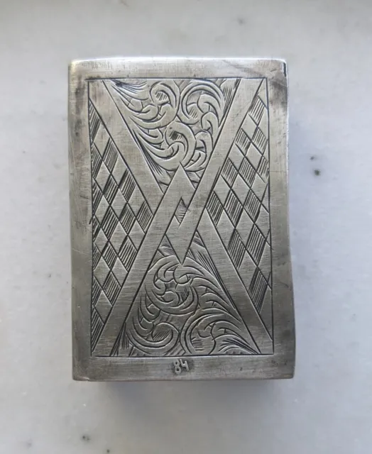 Russian Silver 84 Match Striker Box. Beautifully Hand Engraved On Both Sides.