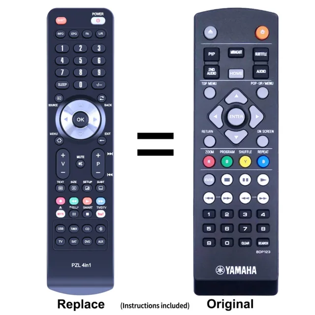 BDP123 Replacement Remote Control For Yamaha Blu-Ray DVD Player BD-S477 BDS477
