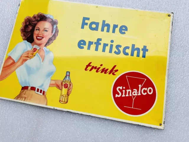 Blechschild Fahre erfrischt, Trink Sinalco 39x27cm -  um 1960 - kein Emailschild 3