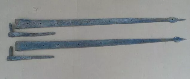 Pair of 4 ft Barn Door Gate Strap Hinges w/ Pintles Antique Hand Forged Nice One 8