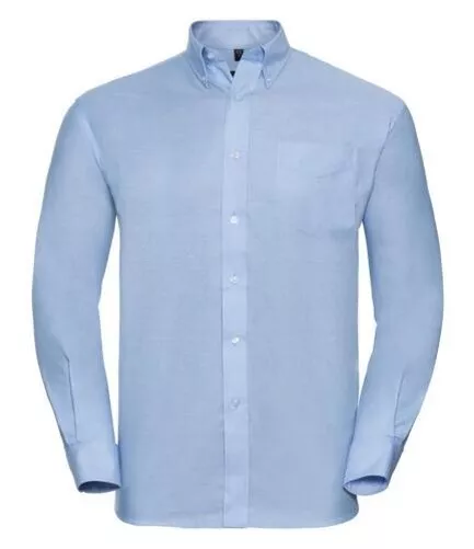 Russell 930M Azul Oxford Manga Larga Camisa Cuello Abotonado