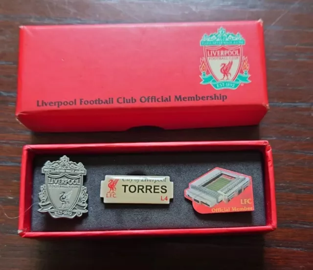 Liverpool Football Club RARE Metal 3  x Pin/Badge Set LFC Membership Boxed