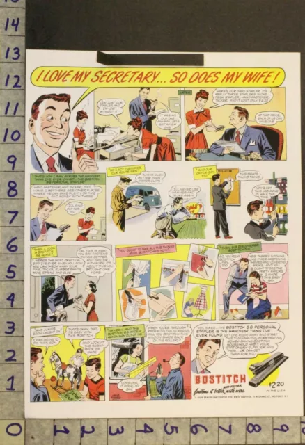 1948 Office Equipment Bostitch B8 Stapler Business House Cartoon Comic Ad Wp36
