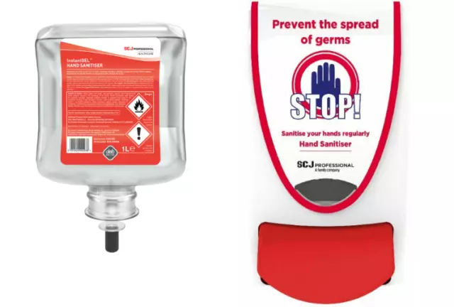 Deb Stop Sanitise Dispenser & DEB Cutan Instant Gel Sanitiser Cartridge 1 Litre