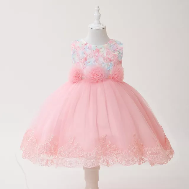 Bambino Formale Abiti Rete Tutu Perline Pizzo Fiore Matrimonio Festa Compleanno
