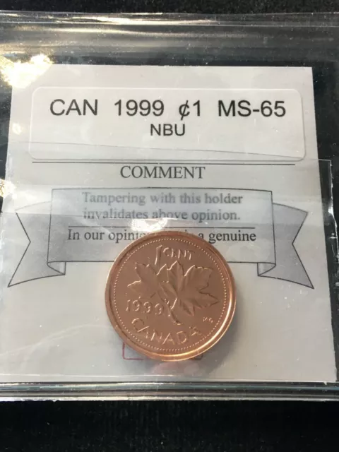 1999  Coin Mart Graded Canadian, Small One Cent, **MS-65 NBU**