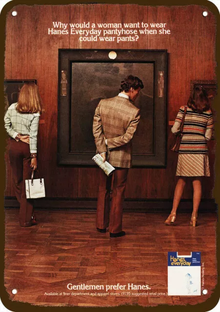 1973 Sexy Women Wear HANES PANTYHOSE Vintage Look DECORATIVE REPLICA METAL SIGN