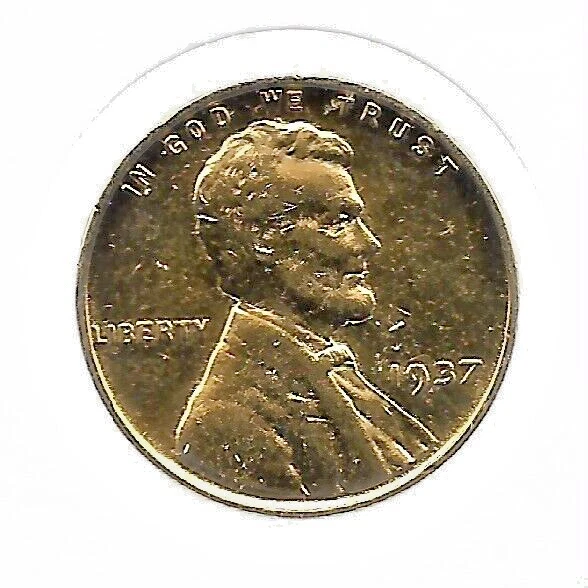 Rare Old 1937 US Liberty Lincoln Gold Plate Cent Penny Collection Coin LOT:Z146