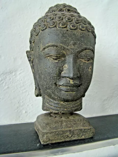 NrF10  ALTER  Buddha Kopf Statue aus Stein Handarbeit Höhe 23 cm Skulptur Figur