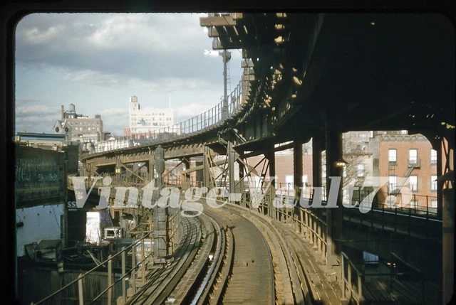 Orig Slide Ny Nyc Transit Irt Subway Nycta 3Rd Ave El Scene Kodachrome 1950'S