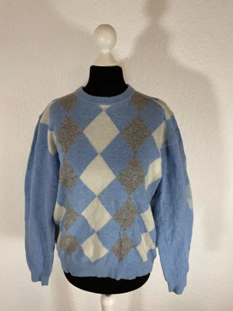 Blue Bit Uomo Vintage Pullover Tgl M Maglia Lana Celeste Made IN Italy 4924