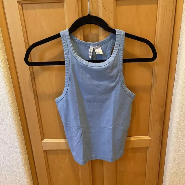 Women’s Sky Blue Crop Racerback Tank Top Size Small