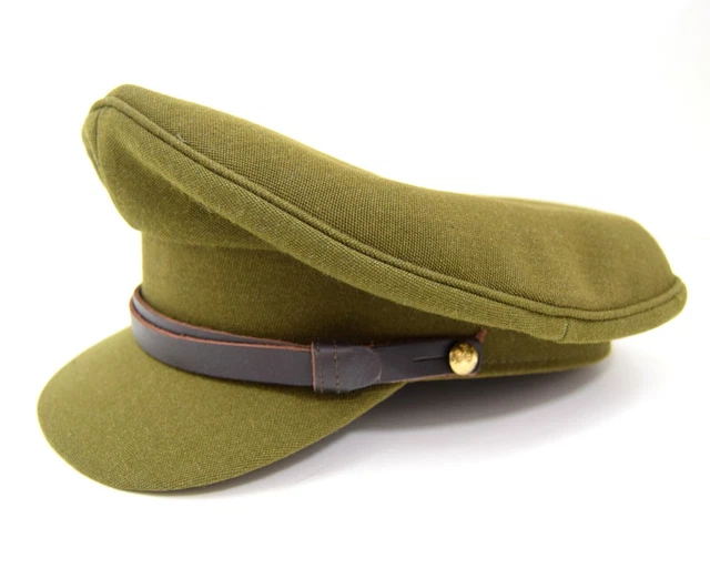 British Army 1940's Khaki Peak Cap WWII Officers No2 Dress Uniform Hat WW2 Issue