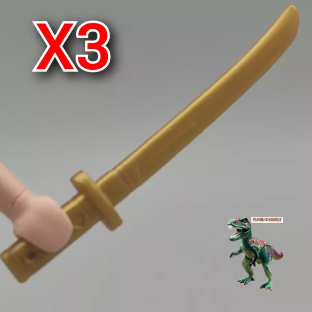 X3 Playmobil espada dorada japonesa Katana sable oriental Guerrero Samurai Ninja