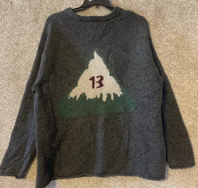 Burton Mens Gray Wool Knit Mountain "13" Crewneck Pullover Ski Sweater Sz Large