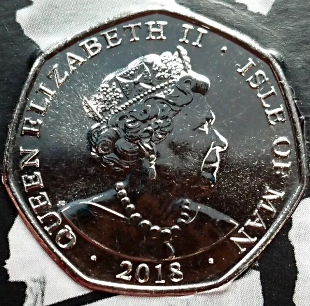 2018 ISLE OF MAN 50p Pence Coloured Armistice Day WW1 Remembrance Poppy Unc Coin 3