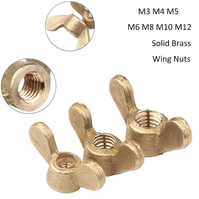 Solid Brass Wing Nuts Butterfly Nut M3 M4 M5 M6 M8 M10 M12 GB62 Hand Tighten Nut
