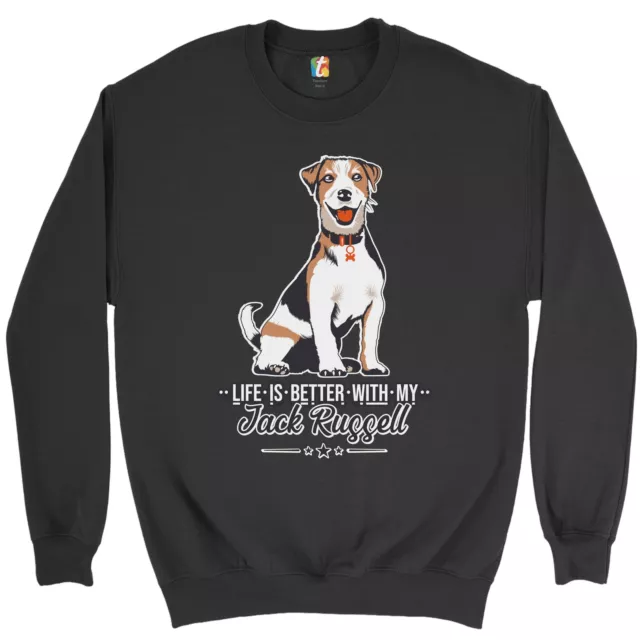 Life is Better With My Jack Russell Sweatshirt Small Dog Animal Lover Crewneck