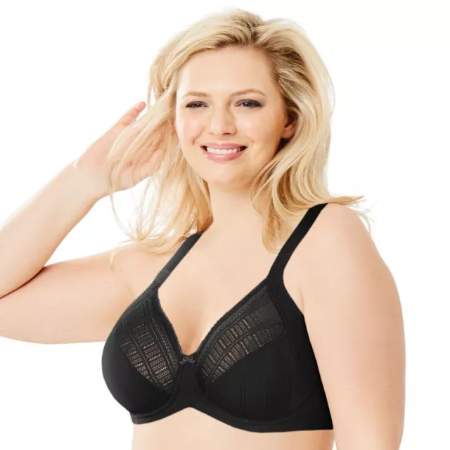 Lilyette Women's Enchantment Lace Minimizer Underwire Bra Black 38D NWT $55 434