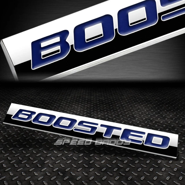 METAL GRILL TRUNK Emblem Decal Logo Trim Badge Polished Blue Lettering