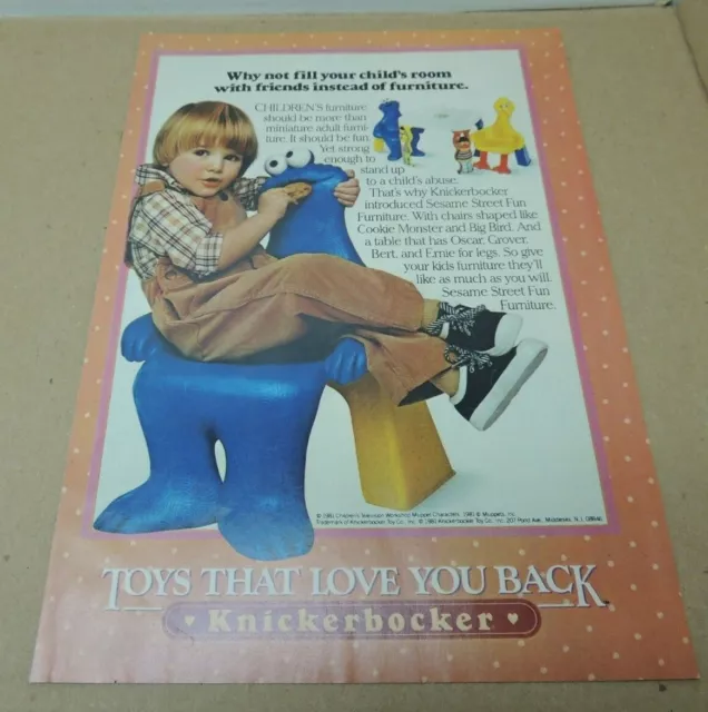 Knickerbocker Cookie Monster Chair 1981 Original Print Ad  Sesame Street