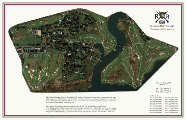 Rockaway Hunting Club 1878 Bendelow/Emmet/Tillinghast/Hanse VintageGolfMap print