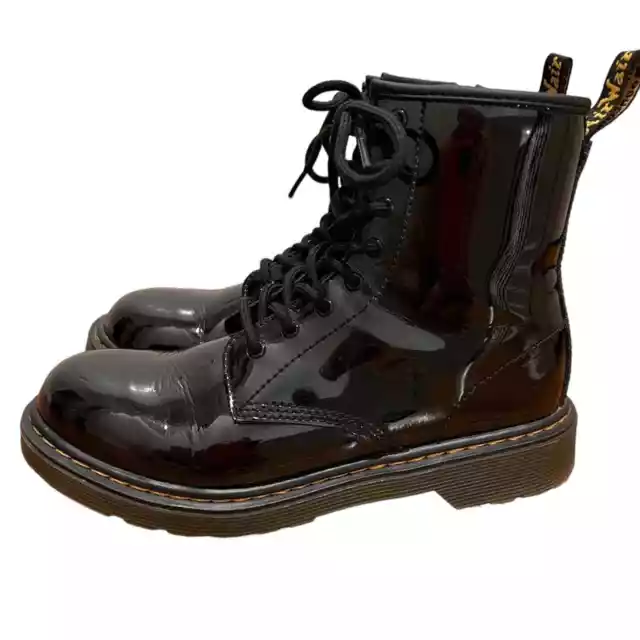 Dr. Martens Black Patent Leather 8 Hole Side Zip and Lace Up Ankle Boots W Sz 6