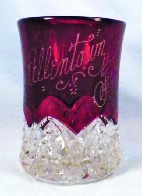 Allentown Fair 1916 Tumbler Ruby Stained Button Arches Duncan Miller LMS EAPG