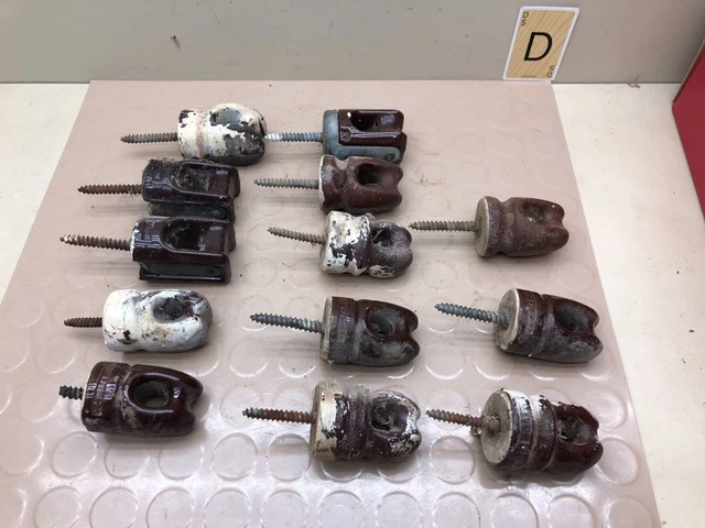 Vintage Large Lot  Brown Ceramic Porcelain Glazed Electric Power Line Insulators